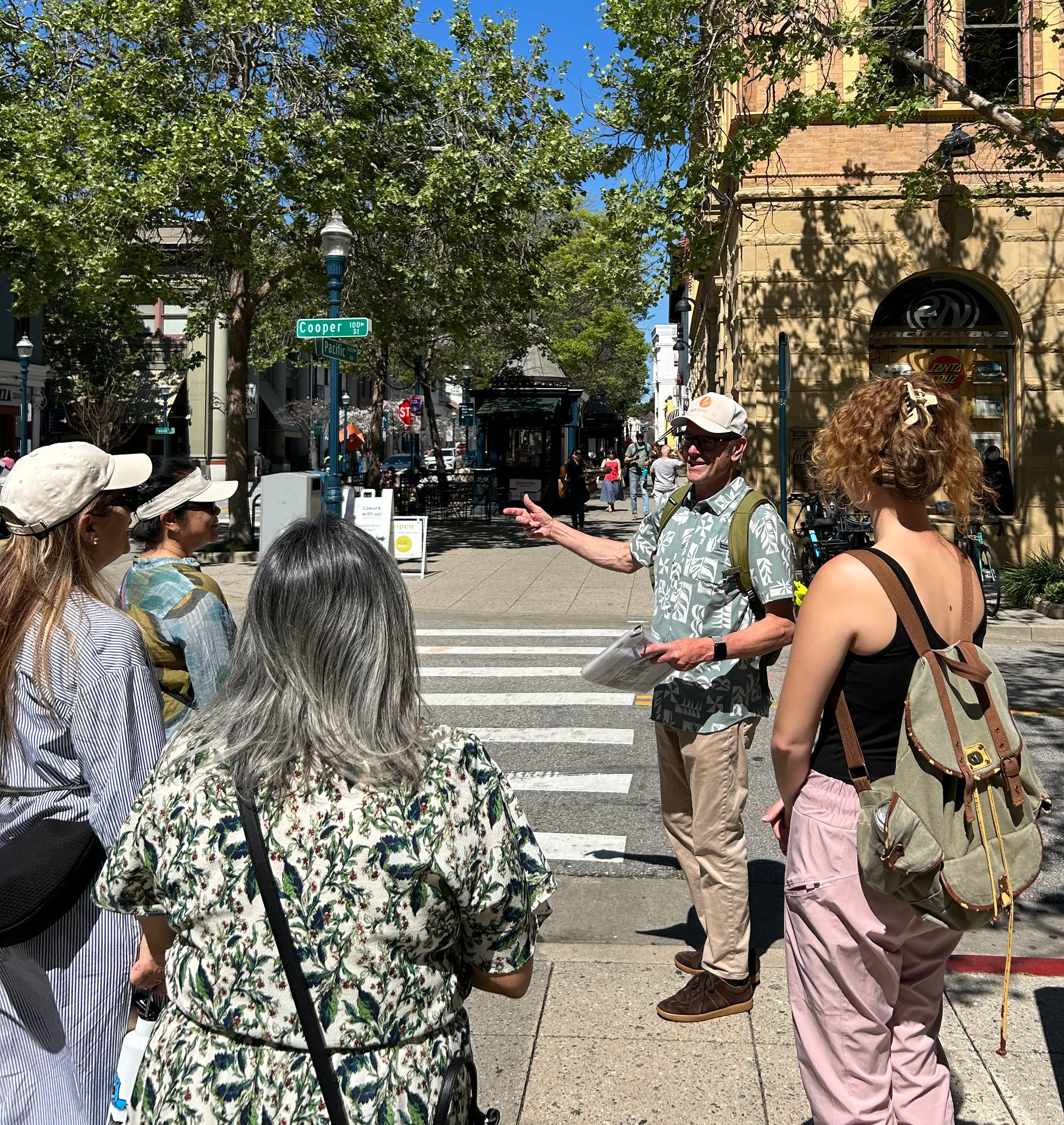 Matt guiding a group on a downtown Santa Cruz walking tour