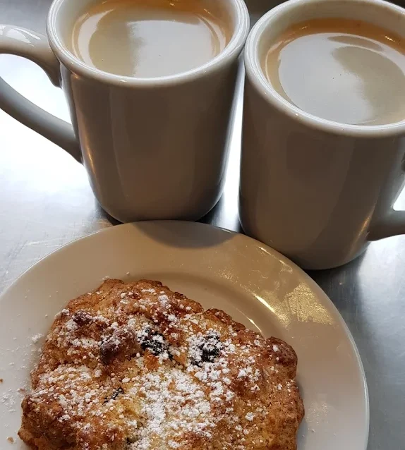 Coffee and pastries at a Santa Cruz café